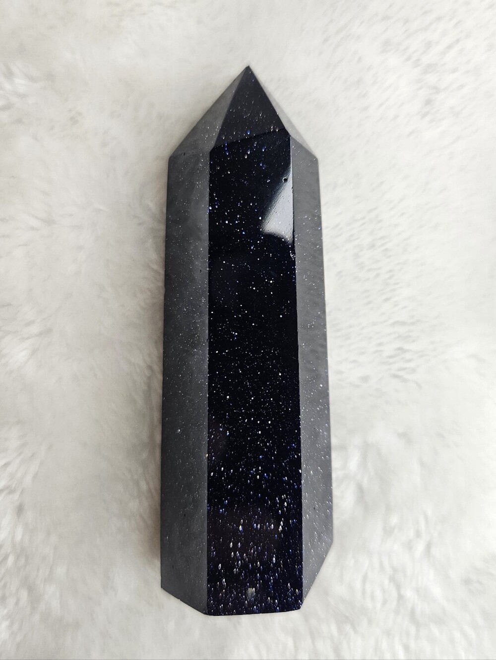 Blue Goldstone Tower – Ambition & Luck Crystal Obelisk